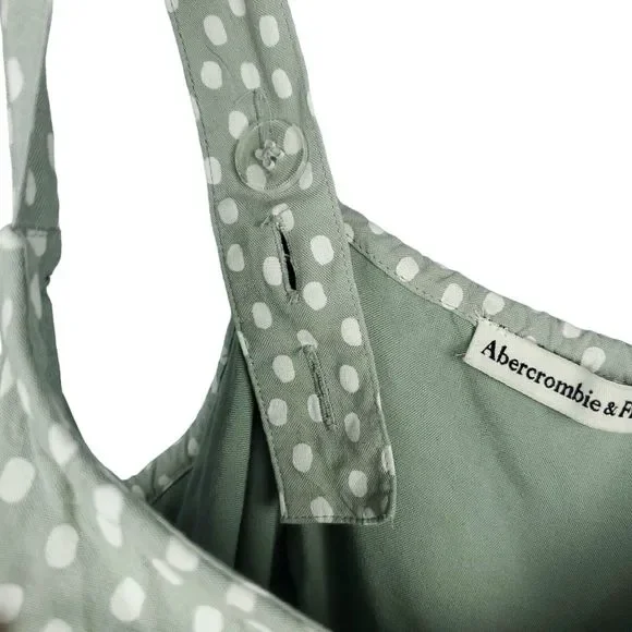 Abercrombie & Fit Mint Green White Polka Dot Tie-Front Crop Top Size Medium - Picture 5 of 7